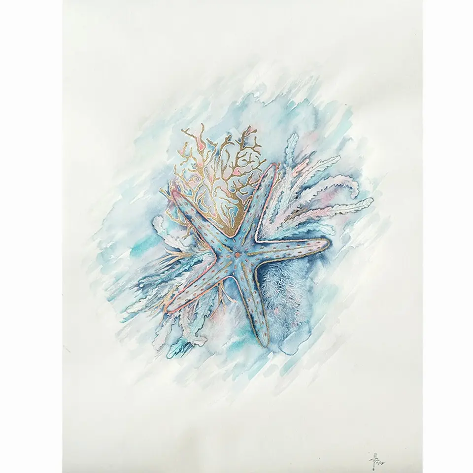 À fleur d’étoile, aquarelle de Stéphanie Callari