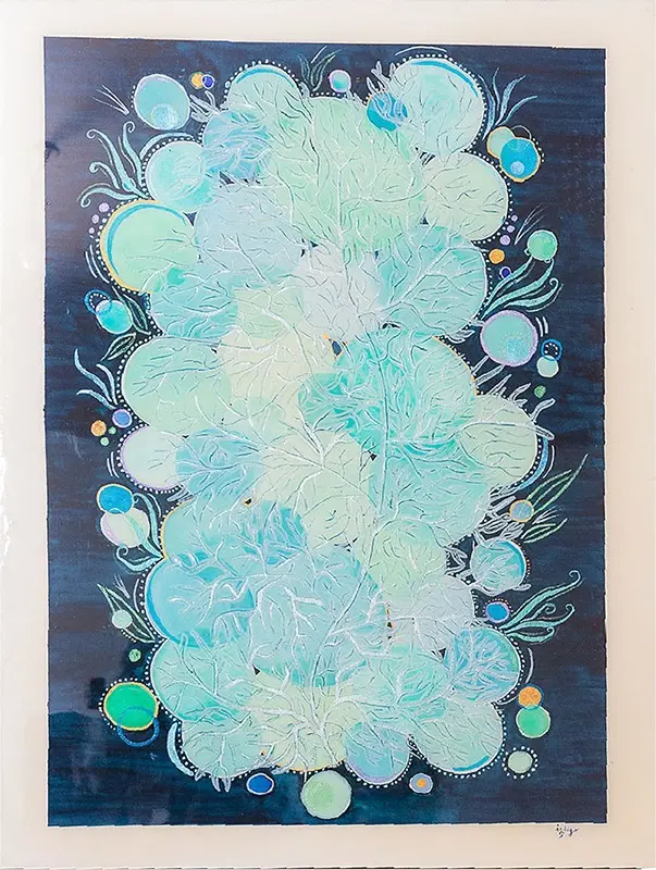 Bleu corail, aquarelle de Stéphanie Callari
