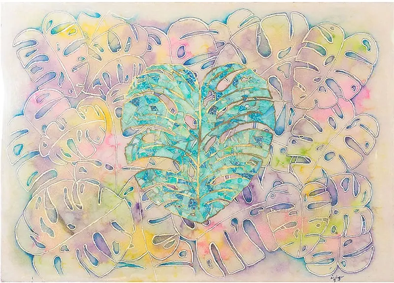 Cœur monstera, aquarelle de Stéphanie Callari