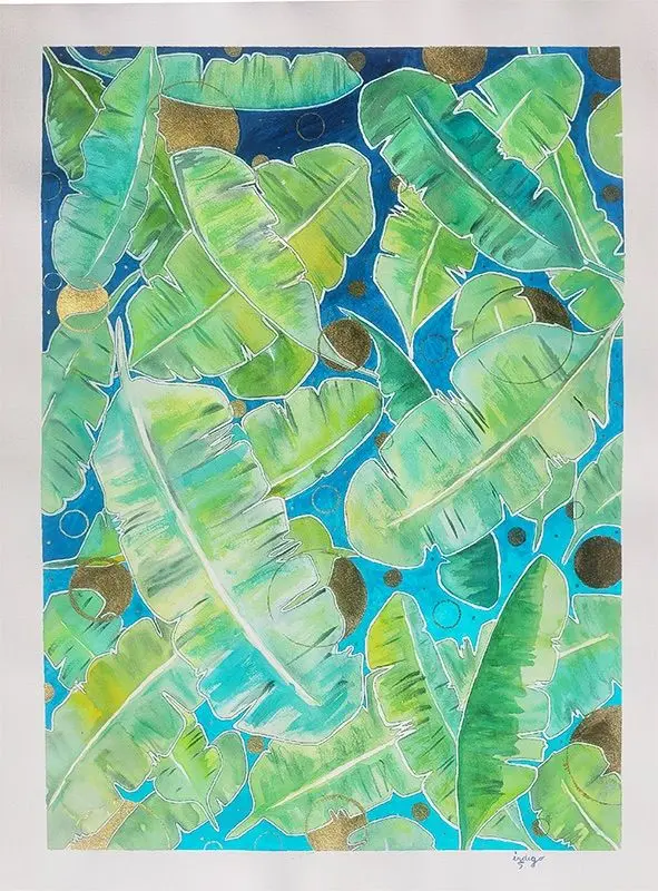 Vert caraïbes, aquarelle de Stéphanie Callari