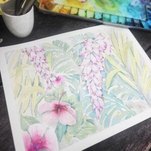 fleur d’Atoumo à l’aquarelle