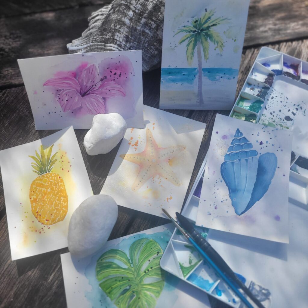 cartes postales de martinique à l’aquarelles